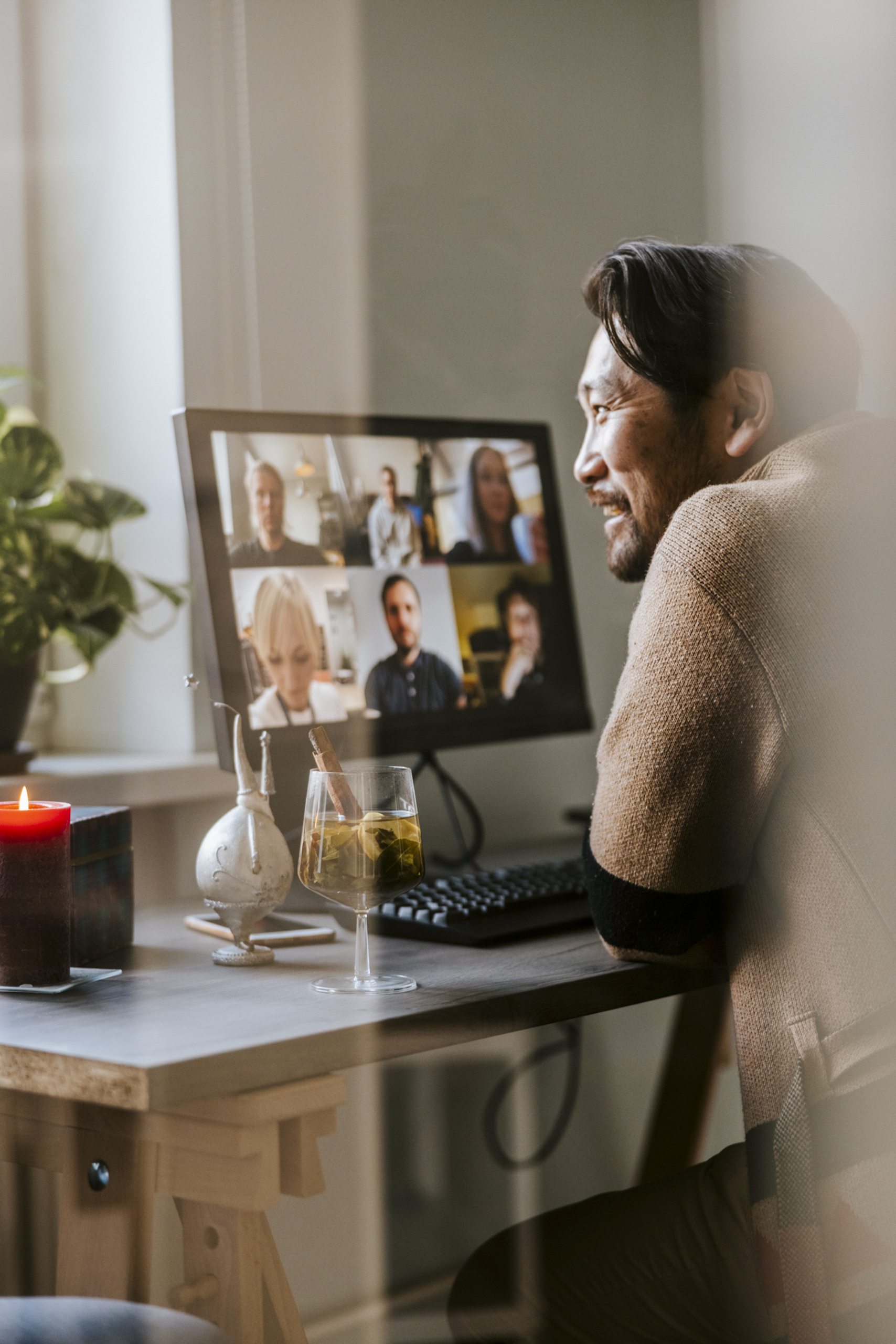A VA attends a video conference call
